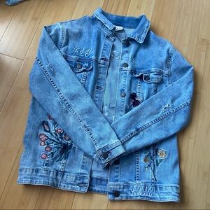 zara girls embroidered denim jacket size 13/14